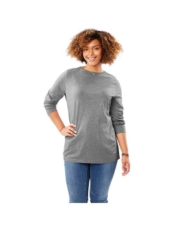 Women's Plus Size Perfect Long-Sleeve Crewneck Tee Shirt