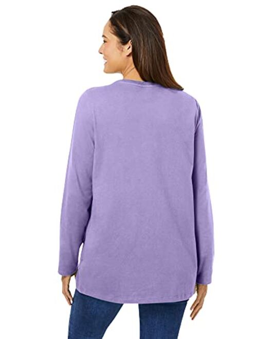 Woman Within Women's Plus Size Perfect Long-Sleeve Crewneck Tee Shirt