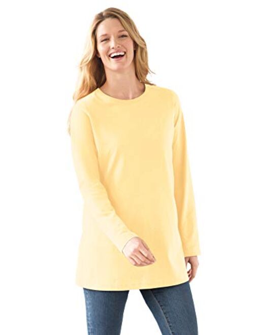 Woman Within Women's Plus Size Perfect Long-Sleeve Crewneck Tee Shirt