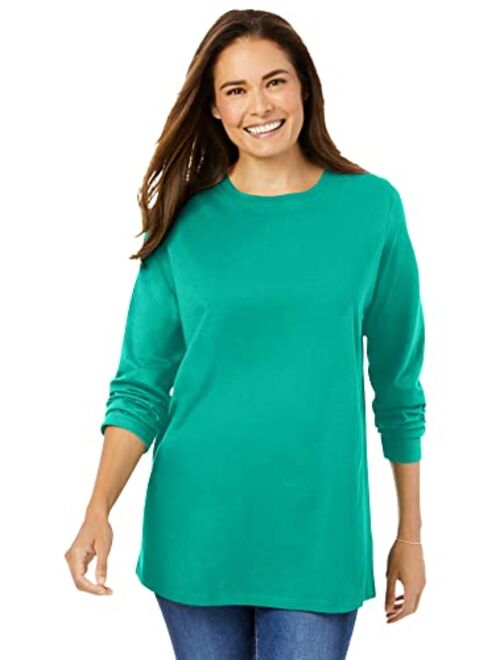 Woman Within Women's Plus Size Perfect Long-Sleeve Crewneck Tee Shirt