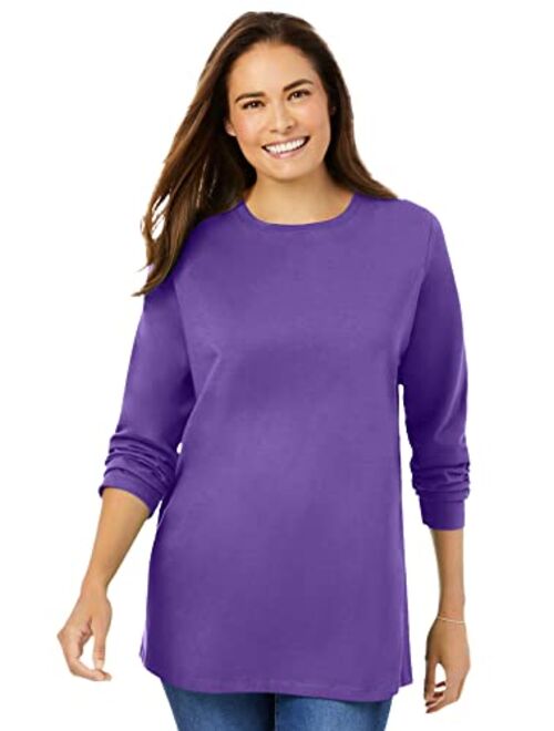 Woman Within Women's Plus Size Perfect Long-Sleeve Crewneck Tee Shirt