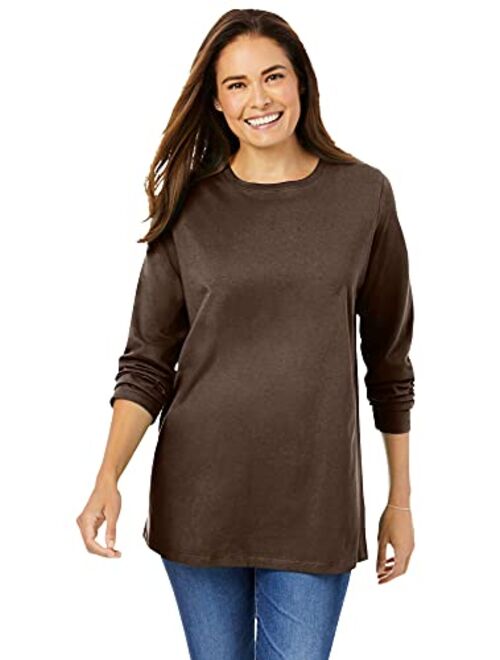 Woman Within Women's Plus Size Perfect Long-Sleeve Crewneck Tee Shirt