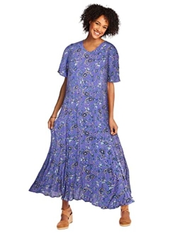 Women's Plus Size Short-Sleeve Crinkle Dress