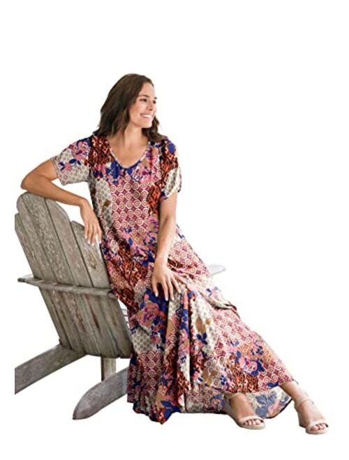 Woman Within Women's Plus Size Short-Sleeve Crinkle Dress