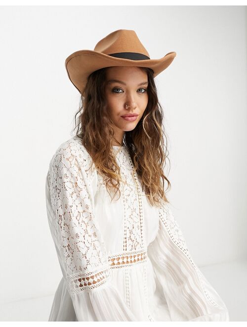 ASOS DESIGN structured cowboy hat in camel