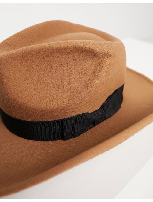 ASOS DESIGN structured cowboy hat in camel