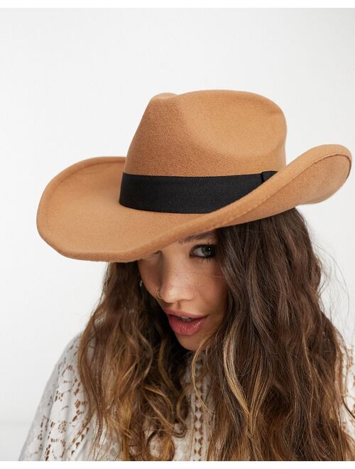 ASOS DESIGN structured cowboy hat in camel