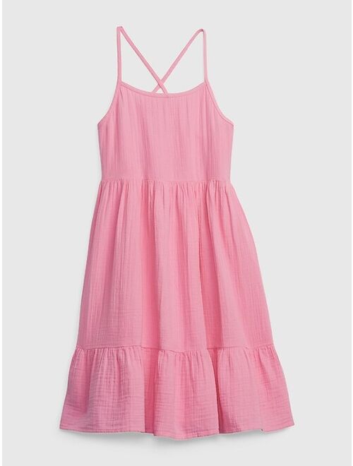 Gap Kids Crinkle Gauze Tiered Midi Dress