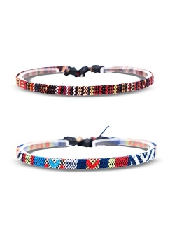 Made By Nami Surfer Beach Bracelet Set Men & Women - Braided Boho Summer Bracelets - Handmade Festival Jewelry - 100% Waterproof & Adjustable - Friendship Gift - Ethnic H