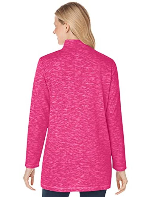 Woman Within Women's Plus Size French Terry Quarter-Zip Sweatshirt SWEATSHIRT