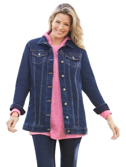 Women's Plus Size Long Stretch Denim Jacket