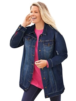 Women's Plus Size Long Stretch Denim Jacket