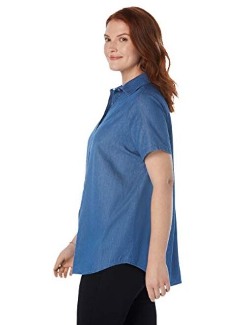 Woman Within Women's Plus Size Short-Sleeve Denim Shirt