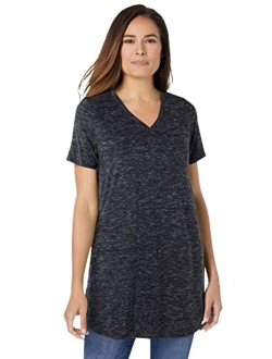 Women's Plus Size Marled V-Neck Tunic