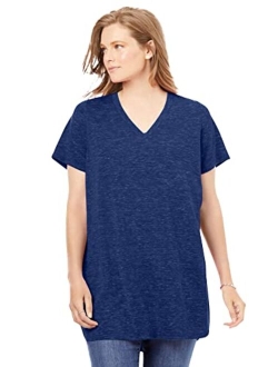 Women's Plus Size Marled V-Neck Tunic