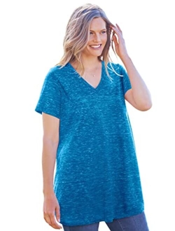 Women's Plus Size Marled V-Neck Tunic