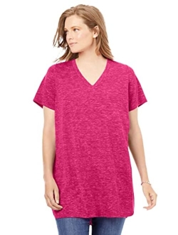 Women's Plus Size Marled V-Neck Tunic