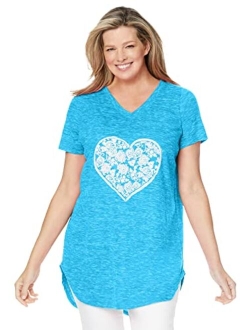 Women's Plus Size Marled V-Neck Tunic