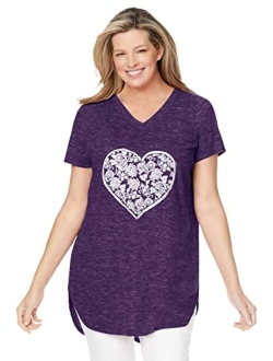 Women's Plus Size Marled V-Neck Tunic