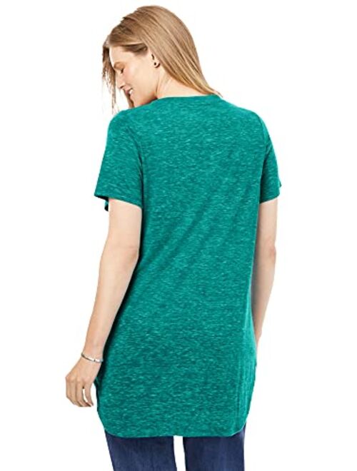 Woman Within Women's Plus Size Marled V-Neck Tunic