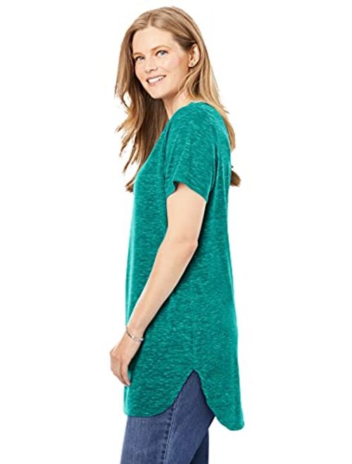 Woman Within Women's Plus Size Marled V-Neck Tunic