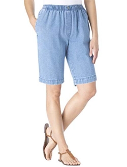 Women's Plus Size Elastic-Waist Cotton Short