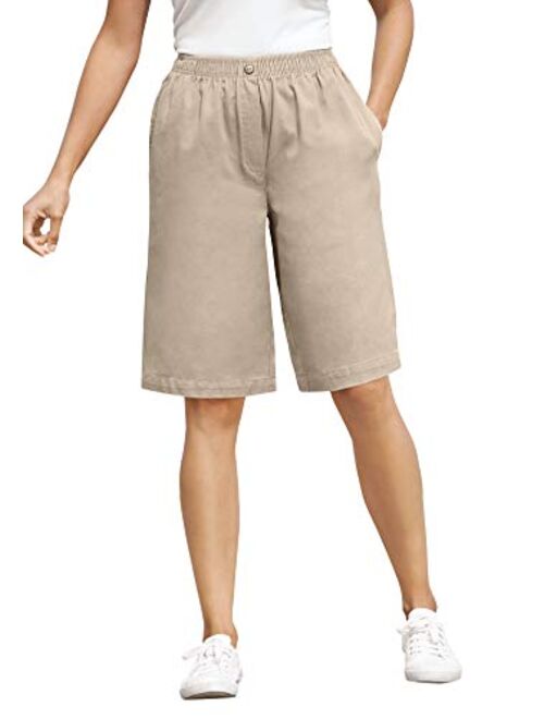 Woman Within Women's Plus Size Elastic-Waist Cotton Short