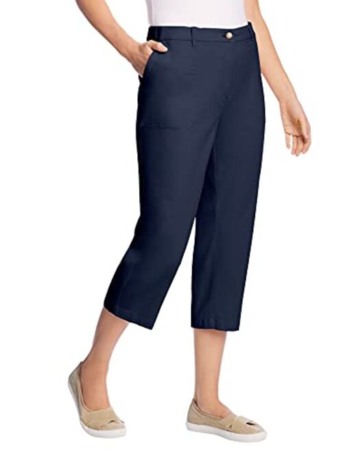 Woman Within Women's Plus Size Freedom Waist Chino Capri