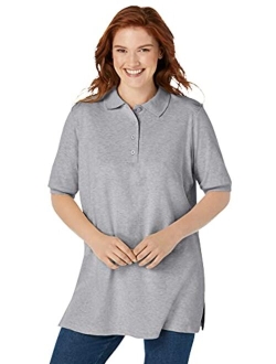 Women's Plus Size Short-Sleeve Polo Tunic Polo Shirt