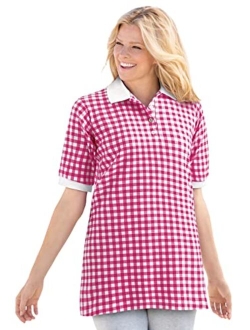 Women's Plus Size Short-Sleeve Polo Tunic Polo Shirt