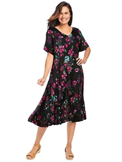 Women's Plus Size Short Pullover Crinkle Dress