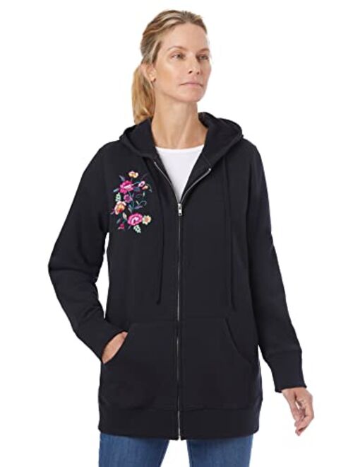 Woman Within Women's Plus Size Better Fleece Zip-Front Hoodie