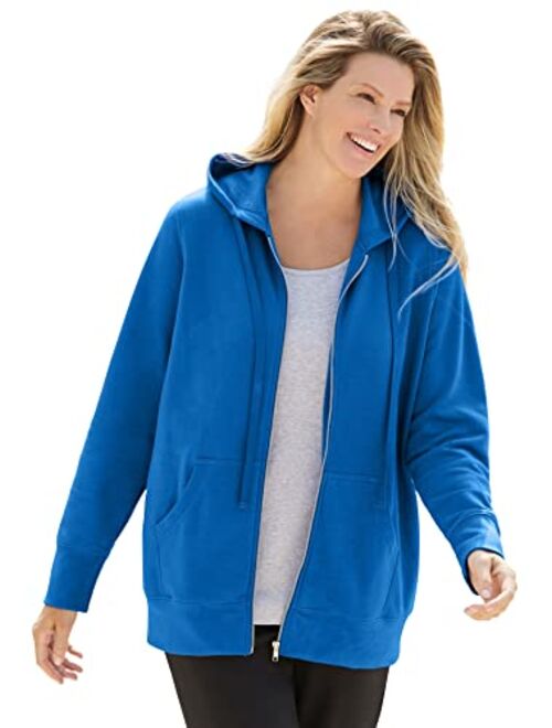 Woman Within Women's Plus Size Better Fleece Zip-Front Hoodie