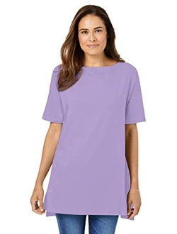 Women's Plus Size Perfect Short-Sleeve Boat-Neck Tunic