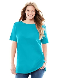 Women's Plus Size Perfect Short-Sleeve Boat-Neck Tunic