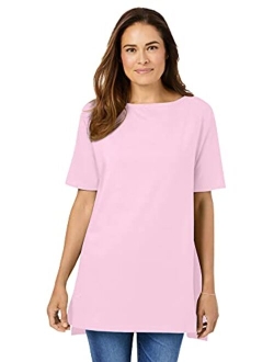 Women's Plus Size Perfect Short-Sleeve Boat-Neck Tunic