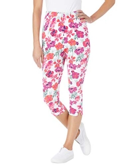 Women's Plus Size Stretch Cotton Printed Capri Legging