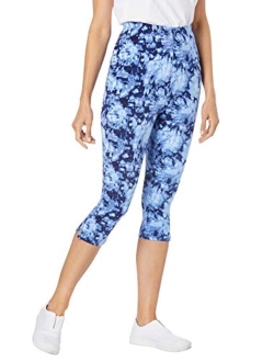 Women's Plus Size Stretch Cotton Printed Capri Legging