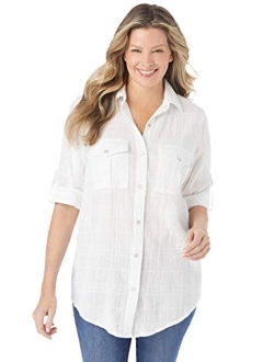 Women's Plus Size Cotton Gauze Bigshirt