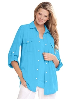 Women's Plus Size Cotton Gauze Bigshirt