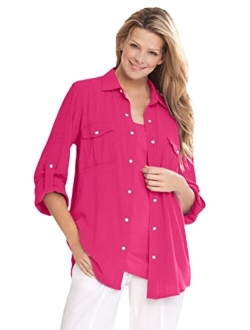 Women's Plus Size Cotton Gauze Bigshirt