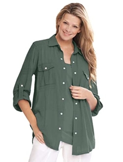 Women's Plus Size Cotton Gauze Bigshirt