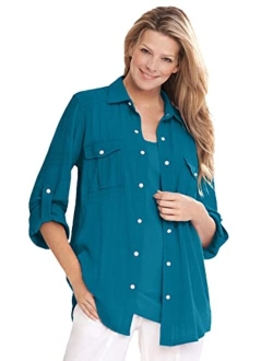 Women's Plus Size Cotton Gauze Bigshirt