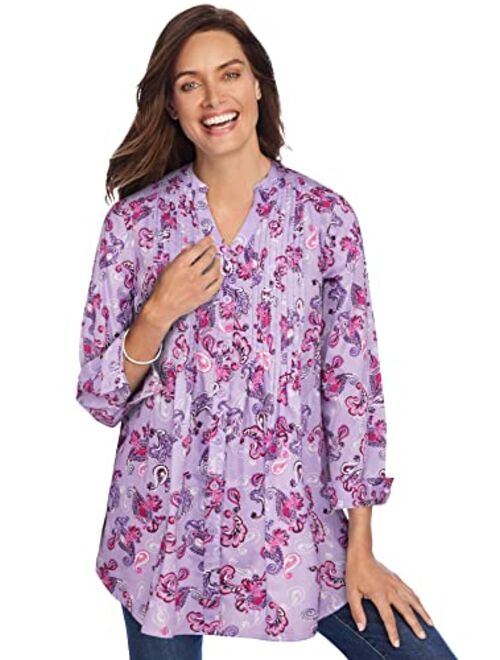 Woman Within Women's Plus Size Perfect Pintuck Tunic