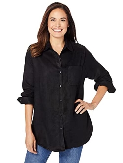 Women's Plus Size Soft Sueded Moleskin Shirt Button Down Shirt