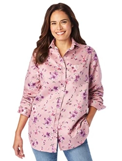 Women's Plus Size Soft Sueded Moleskin Shirt Button Down Shirt