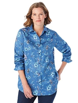 Women's Plus Size Soft Sueded Moleskin Shirt Button Down Shirt