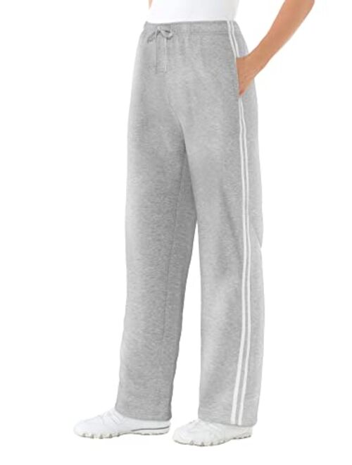 Woman Within Women's Plus Size Better Fleece Side Stripe Sweatpant