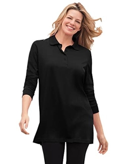 Women's Plus Size Long-Sleeve Polo Shirt