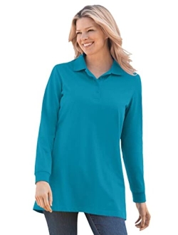 Women's Plus Size Long-Sleeve Polo Shirt